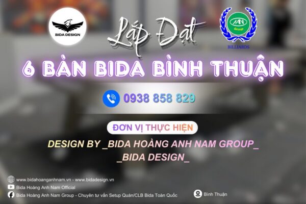 Hoàn thành Lắp đặt 6 bàn tại Bình Thuận | Bida Design