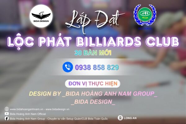 Hoàn thành lắp đặt 30 bàn bida tại CLB Billiards Lộc Phát - Long An | Bida Design