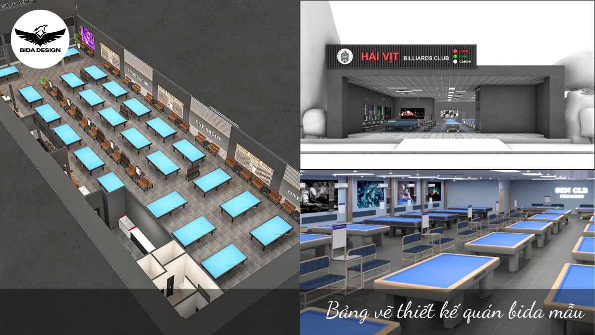 Bảng vẽ thiết kế quán bida mẫu