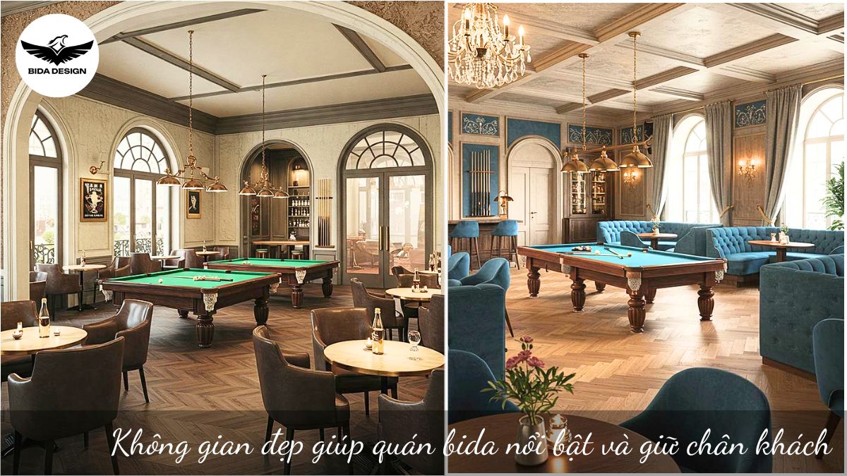 Không gian đẹp giúp quán bida nổi bật và giữ chân khách