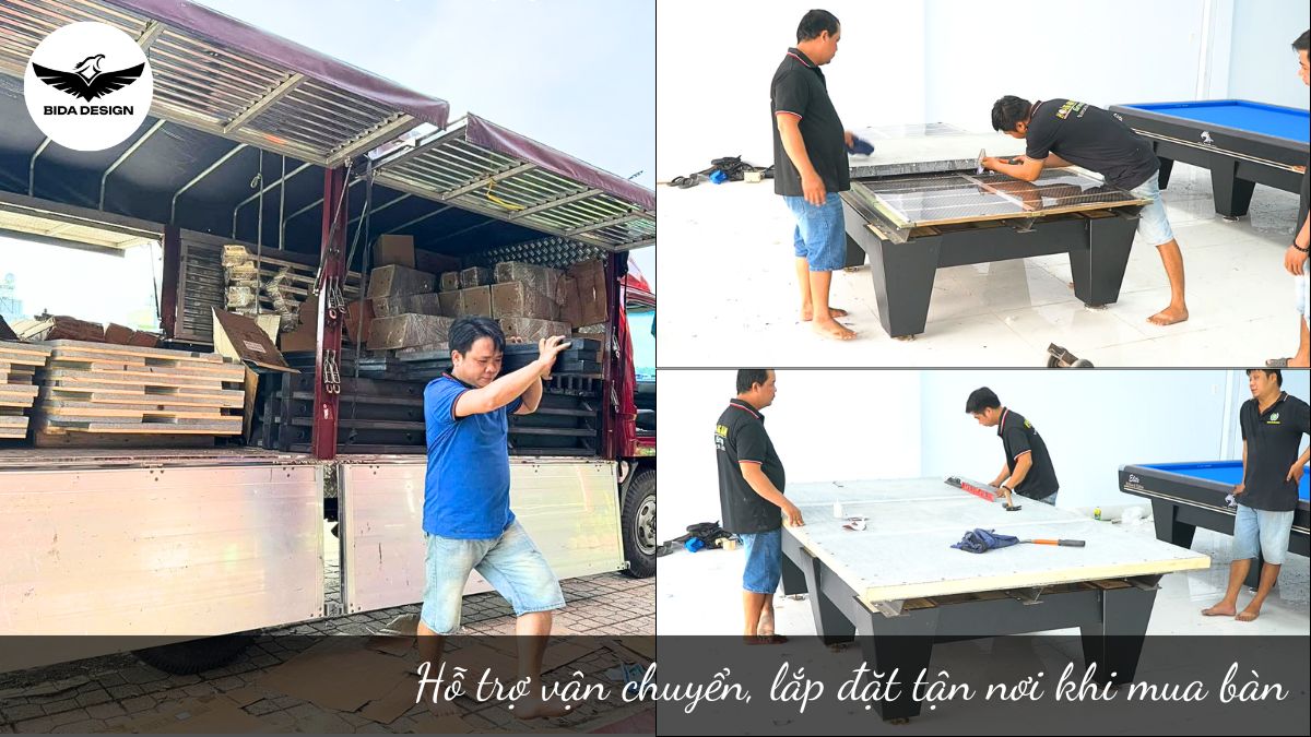 Hỗ trợ vận chuyển, lắp đặt tận nơi khi mua bàn