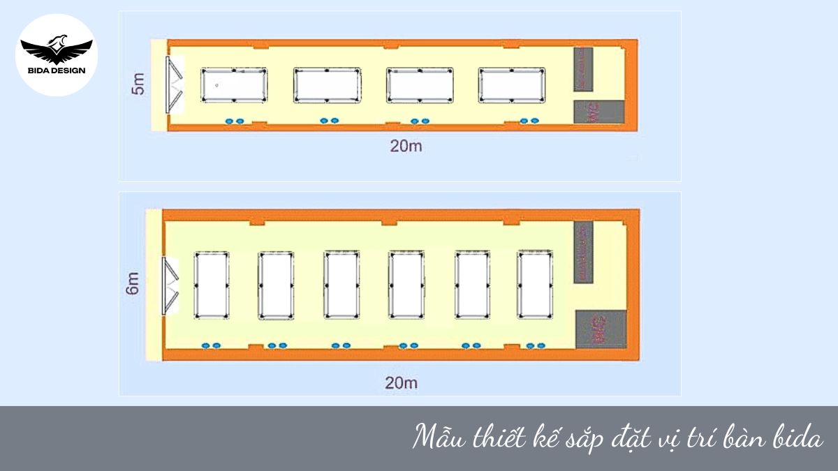 Mẫu thiết kế sắp đặt vị trí bàn bida